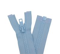 YaHoGa 2 piezas de 50 cm de cremallera de plástico de 5 mm divisible, cierre de cremallera de plástico para chaquetas, color azul claro