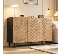 YAIXBNG 120 × 40 × 76 cm Aparador de aglomerado, moderno armario de almacenamiento con 3 cajones y 2 armarios para salón, taquillas, cajoneras, tocador, cómoda