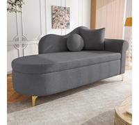 YAIXBNG Chaise longue multifuncional de 134 cm, diseño moderno, con respaldo ondulado, tejido de felpa de peluche, cojín de asiento de alta densidad, incluye cojín lumbar + almohada cervical