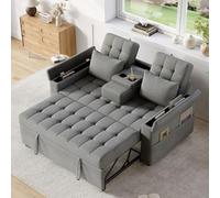YAIXBNG Sofá cama de 2 plazas con espacio de almacenamiento y respaldo ajustable, sofá con reposabrazos y cojines, sofá plegable versátil para salón, dormitorio o apartamento, gris