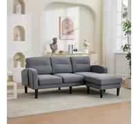YAIXBNG Sofá esquinero en forma de L de 3 plazas con chaise longue, pequeño sofá esquinero de, en el lateral hay una bolsa de almacenamiento, 10 patas de sofá, adecuado para el salón, 204 x 136 x 80