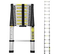 Yakimz Escalera telescópica de aluminio, 4,4 m, extensible, multiusos de aluminio, telescópica, capacidad de carga 150 kg, escalera plegable para jardín, interiores y exteriores