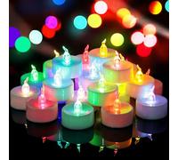 Yakpo Paquete de 36 velas de té que cambian de color, funcionan con pilas, luces de té votivas eléctricas parpadeantes sin llama, velas LED coloridas a granel para decoraciones de cumpleaños, Navidad,