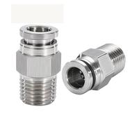 YAKUFAST M5 1/8 "1/4" 3/8 "1/2" BSP rosca macho aire neumático 304 Acero inoxidable empuje en conector rápido ajuste de liberación plomería Gas(12mm OD Hose,1/2")