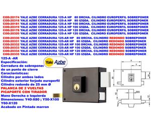 Yale AZBE 125 AR HP Cerradura de Sobreponer Izquierda