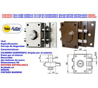 Yale Cerrojo de seguridad 16-0 Hp – antipalanca, cilindro forjado, entrada 30mm, hierro pintado
