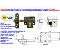 Yale AZBE 22-M HP 90 Cerrojo de Sobreponer con Monobloc y Pasador Europeo