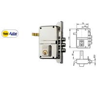 Yale Cerradura de sobreponer 8-hn – Entrada 40 mm izquierda, acero niquelado, cilindro ambos lados