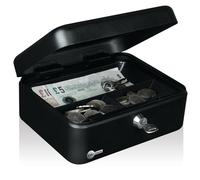 Yale Caja de Caudales Mediana YCB/090/BB2 con Llave: Protección Estándar, Asa de Transporte, Acero con Recubrimiento Negro Mate, Bandeja Interna Extraíble