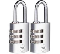 YALE Candado Combinación 30 mm Cromo (Paquete de 2)
