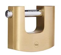 Yale Candado de Alta Seguridad Y114B – 90 mm latonado, arco cerrado reforzado, grillete 13 mm