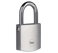 Yale candado latón cuerpo 40×39 mm arco Ø6 mm acabado cromado 3 llaves doble cierre alta seguridad exterior puertas y cobertizos EN12320