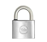 YALE Candado marino de latón Y1100030080X, ancho del cuerpo 30 mm, arco largo de acero inoxidable de 15 mm, con anillo de goma y doble sistema de cierre