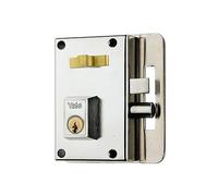 Yale Cerradura De Sobreponer Antipalanca: 45 mm, Hierro, Niquelado Cilindro por ambos lados, Cilindro exterior forjado, Palanca de un bulón de acero