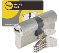YALE Serie 1000+, cerradura de doble cilindro, 40x40 mm, níquel, 6 pines, antipalanca, antiborrado, incluye 4 llaves reversibles