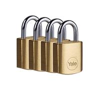 Yale Y110B/20/111/4 - Candado latón 22 mm pack de 4 4 llaves antirrobo seguridad para taquilla, caja de herramientas, armario | candado antirrobo para taquilla puerta garaje