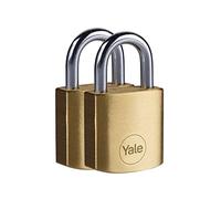 Yale Y110B/30/115/2 - Candado latón 30 mm pack de 2 3 llaves, EN12320, doble bloqueo antirrobo seguridad para taquilla, caja de herramientas, armario | antirrobo taquilla garaje