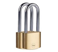 Yale Y110B/30/147/2 - Candado latón 29 mm pack de 2 3 llaves, arco largo, EN12320, doble bloqueo antirrobo seguridad para taquilla, caja de herramientas, armario