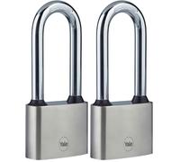Yale Y112/50/165/1 - Candado hierro 50 mm 3 llaves, arco largo, para exterior, EN12320 antirrobo seguridad para taquilla, caja de herramientas, armario (Paquete de 2)