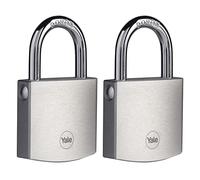 Yale Y120B/50/127/2 - Candado latón 47 mm pack de 2 3 llaves, para exterior, EN12320, doble bloqueo antirrobo seguridad para taquilla, caja de herramientas, armario
