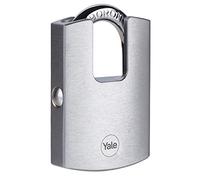 Yale Y122B/50/123/1 - Candado latón 70 mm 3 llaves, arco protegido, para exterior, EN12320 antirrobo seguridad para taquilla, caja de herramientas, armario
