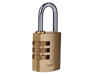 Yale Y150B/30/125/1 - Candado de combinación latón 30 mm código reajustable, sin llave antirrobo seguridad para taquilla, mochila, armario | candado antirrobo para taquilla puerta garaje