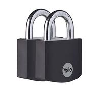 Yale YE3B/38/119/2/BK - Candado aluminio 35 mm negro 3 llaves, EN12320, doble bloqueo antirrobo seguridad para taquilla, caja de herramientas, armario
