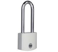 Yale YE3B/38/156/1/GR - Candado aluminio 35 mm gris 3 llaves, arco largo, EN12320, doble bloqueo antirrobo seguridad para taquilla, caja de herramientas, armario