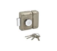 Yale YV25BT-50/SC - Cerradura con botón y Cilindro (5 pasadores, diámetro 23 mm, Longitud 50 mm, 4 Llaves, Color Beige y marrón Dorado