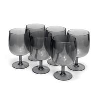 Yalin - Set de 6 vasos para vino y agua, irrompibles, de plástico acrílico, apilables, 340 ml, gris
