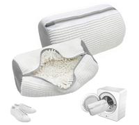 YAMAIDUO 2 Piezas Bolsas para Lavar Zapatillas en Lavadora, Reutilizable Malla 360° Bolsa Lavadora Zapatillas con Cremallera, Funda para Lavar Zapatos en Lavadora para Todo Tipo de Calzado, Blanco