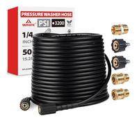 YAMATIC Manguera de lavado a presión de 15 m con conexión rápida M22 y 3/8 pulgadas, resistente a torceduras de 1/4 pulgadas de extensión, manguera de lavado de alta potencia para Ryobi, Troy Bilt