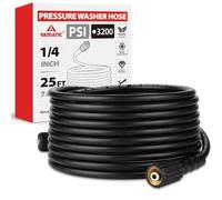 YAMATIC Manguera de lavado a presión de 25 pies 1/4 pulgadas ID, accesorios de latón M22 estándar de Estados Unidos, 3200 PSI resistente a las torceduras de repuesto para lavadoras de alta potencia