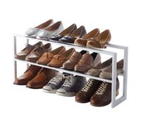 YAMAZAKI 3190 LINE Zapatero extensible de 2 niveles, blanco, acero, diseño minimalista, 38 x 15 x 30 cm (L x An x Al)