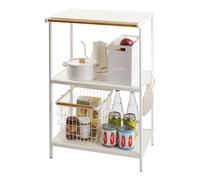 YAMAZAKI 3597 Tower 3~Tiered Storage Rack, White, Steel/Wood, 60 x 46.5 x 90 cm