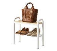 YAMAZAKI 4787 TOWER Shoe Rack with Wooden Board, white, Steel/PlyWood, 48 x 19 x 46 cm