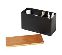 Caja de almacenamiento Yamazaki para el baño, con tapa - y madera - Con tapa