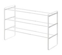 YAMAZAKI 7555 Frame Zapatero Extensible de 3 Niveles, Blanco, Acero, diseño Minimalista, 41～70 x 25 x 46 cm (L x An x Al)