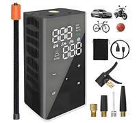 yanace 12000mAh Inflador Ruedas Coche- Velocidad 4X, 150PSI Mini Compresor Aire Portatil Bateria, Inflador Electrico Bicicleta para Válvula Schrader/Presta/Dunlop, 10Bar Hinchador Ruedas Moto/Bici/SUV