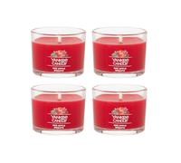 Yankee Candle Signature Votive - Vela pequeña en tarro con aroma a corona de manzana roja, vela de mezcla de cera de soja natural con mecha de fibra natural, tarro de vidrio de 1.3 onzas (paquete de