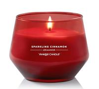 Yankee Candle Studio Vela perfumada | Vela mediana Sparkling Cinnamon | Velas de larga duración: 35-50 horas | Elegante diseño de recipiente de cristal con cera roja | Regalos perfectos para mujeres