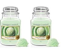 Yankee Candle Vela aromática | Sorbete De Manzana Verde vela en tarro grande | Velas de larga duración: hasta 150 h | Regalos perfectos para mujeres (Paquete de 2)