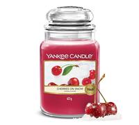 Yankee Candle Vela perfumada |Cherries on Snow, tarro grande | Velas de larga duración: hasta 150 horas | para mujeres