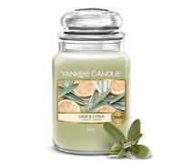 Yankee Candle Vela perfumada | Sage & Citrus en tarro grande | Velas de larga duración: hasta 150 horas | Regalos perfectos para mujeres