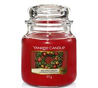 Yankee Candle Vela perfumada | Vela en tarro mediano Red Apple Wreath | Tiempo de combustión: hasta 75 horas