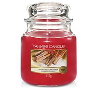 Yankee Candle Vela perfumada | Vela en tarro mediano Sparkling Cinnamon | Tiempo de combustión: hasta 75 horas
