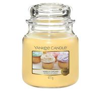 Yankee Candle Vela perfumada | Vela mediana en tarro con aroma a cupcake de vainilla | Velas de larga duración: hasta 75 horas | Regalos para mujeres