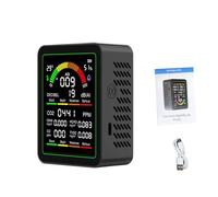Yanmis Monitor Inteligente de Calidad del Aire, Detector de CO2 Multifuncional con Medidor de Ruido para el Hogar y la Oficina, Seguimiento de la Calidad del Aire en Tiempo Real (BLACK)