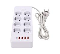 Yanmis Regleta de Alimentación de 5,91 Pies con 8 Tomacorrientes de CA y 5 Puertos USB, Extensor de Enchufe Múltiple de Protección contra Sobrecarga con Cable de 1,8 M, Estación de Carga Ignífuga