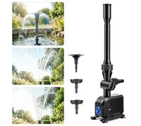 YAOBLUESEA Bomba de Fuente 1500L/h 25W, Bomba de Estanque Sumergible con Filtro y Boquillas, Bajo Consumo para Decoraciones Exteriores